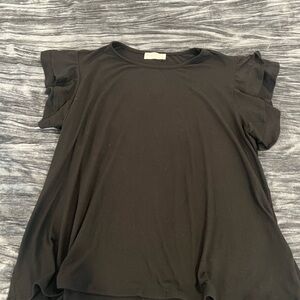 Black Ruffle Sleeve Women's Top Size XL